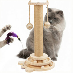 Daisy & Max Indoor Cat Scratching Post 45Cm, Tall Sisal Cat Scratcher With Sturdy Base & Hanging Toys, Durable Cat Toys - thumbnail 8