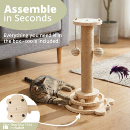 Daisy & Max Indoor Cat Scratching Post 45Cm, Tall Sisal Cat Scratcher With Sturdy Base & Hanging Toys, Durable Cat Toys - thumbnail 6