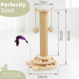 Daisy & Max Indoor Cat Scratching Post 45Cm, Tall Sisal Cat Scratcher With Sturdy Base & Hanging Toys, Durable Cat Toys - thumbnail 2