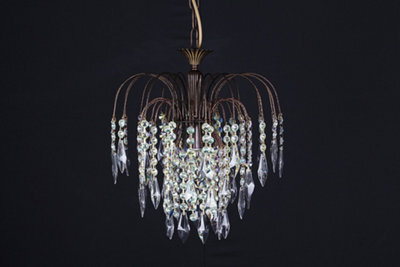Luminosa Lighting Luminosa Shower Rainbow Crystal 1 Light Antique Brass Pendant Ceiling Light