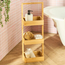 Bamboo Bathroom Caddy 3 Tier Freestanding Shower Storage Organiser - thumbnail 2