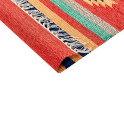 Beliani Kilim Handwoven Multicolour Cotton Rug 80 X 150 Cm Reversible With Tassels - thumbnail 6