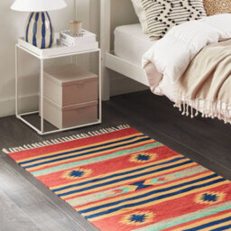 Beliani Kilim Handwoven Multicolour Cotton Rug 80 X 150 Cm Reversible With Tassels - thumbnail 2