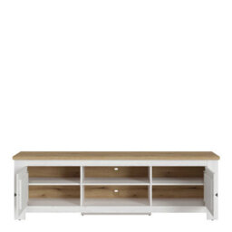 Wyld Haus Tipsyfern 189Cm White And Natural Oak 2-Door Wide Tv Unit - thumbnail 4