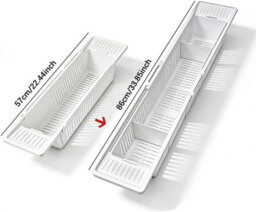Bathroom Bathtub Caddy Tray Adjustable 57 To 86Cm Plastic Expandable Bath Shelf With Drainage Anti Slip Handles Storage Rack - thumbnail 7