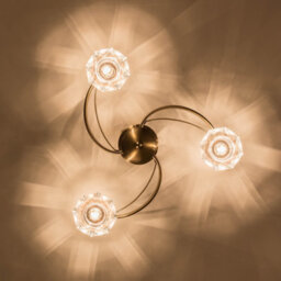 Harper Living 3 Light Semi-Flush Ceiling Light, Antique Brass Finish, Clear Glass Shades, G9 Bulb Cap - thumbnail 3