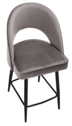 Lamboro Chelsea Velvet Single Kitchen Bar Stool, Fixed Black Legs, Extra Padded Seat, Breakfast Bar & Home Barstool, Charcoal Grey - thumbnail 7
