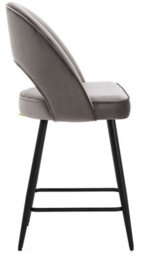 Lamboro Chelsea Velvet Single Kitchen Bar Stool, Fixed Black Legs, Extra Padded Seat, Breakfast Bar & Home Barstool, Charcoal Grey - thumbnail 2