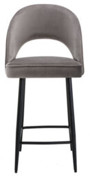 Lamboro Chelsea Velvet Single Kitchen Bar Stool, Fixed Black Legs, Extra Padded Seat, Breakfast Bar & Home Barstool, Charcoal Grey - thumbnail 6