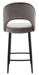 Lamboro Chelsea Velvet Single Kitchen Bar Stool, Fixed Black Legs, Extra Padded Seat, Breakfast Bar & Home Barstool, Charcoal Grey - thumbnail 5
