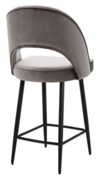 Lamboro Chelsea Velvet Single Kitchen Bar Stool, Fixed Black Legs, Extra Padded Seat, Breakfast Bar & Home Barstool, Charcoal Grey - thumbnail 8