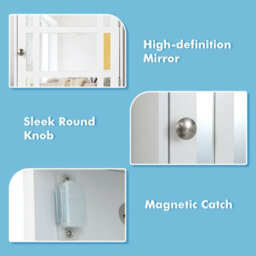 Costway Bathroom Wall Storage Cabinet Wooden Hanging Medicine Organizer W/ Mirror White - thumbnail 9