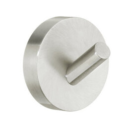Smedbo Single Brushed Nickel Towel Hook (48mm) Wall Mounted Bathroom Storage Round Robe Hooks Clothes Hanger Coat Peg - thumbnail 1