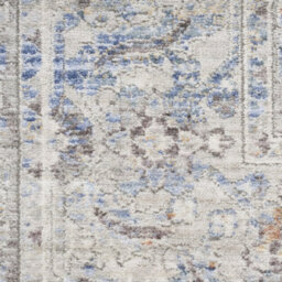 Grey Gold Floral Bordered Traditional Rug For Dining Room Bedroom & Living Room-66Cm X 160Cm - thumbnail 4