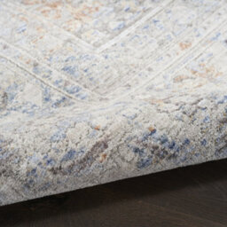 Grey Gold Floral Bordered Traditional Rug For Dining Room Bedroom & Living Room-66Cm X 160Cm - thumbnail 7