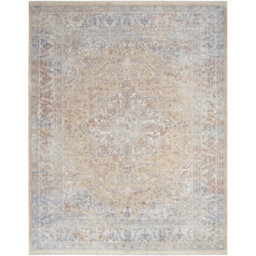 Grey Gold Floral Bordered Traditional Rug For Dining Room Bedroom & Living Room-66Cm X 160Cm - thumbnail 9