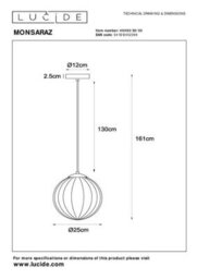 Lucide Monsaraz Retro Pendant Light 25Cm - 1Xe27 - Green - thumbnail 9