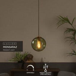 Lucide Monsaraz Retro Pendant Light 25Cm - 1Xe27 - Green - thumbnail 2