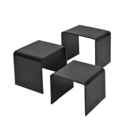 Nest Of 3 Bent Glass Coffee Table Modern Nesting Side Table For Living Room  Black