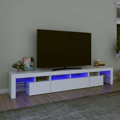 Berkfield Tv Cabinet With Led Lights White 230X36.5X40 Cm - image 1