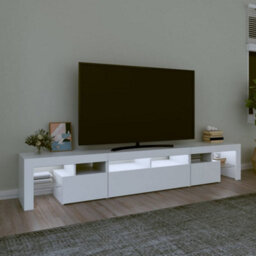 Berkfield Tv Cabinet With Led Lights White 230X36.5X40 Cm - thumbnail 3