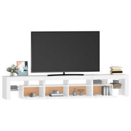 Berkfield Tv Cabinet With Led Lights White 230X36.5X40 Cm - thumbnail 6