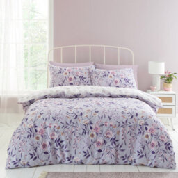 Catherine Lansfield Bedding Isadora Floral Reversible Duvet Cover Set With Pillowcase Lilac