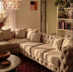 Sofaya Monaco Chesterfield 6 Seater Chaise Sofa Mink Velvet L Shaped Corner Chaise- Left Hand Deep Buttoned Upholstery Couch Lounge - thumbnail 2
