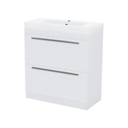 Nes Home 800 mm Cloakroom White Basin 2 Drawer Vanity Cabinet - thumbnail 4