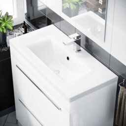 Nes Home 800 mm Cloakroom White Basin 2 Drawer Vanity Cabinet - thumbnail 3