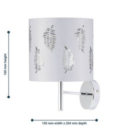 First Choice Lighting Set Of 2 Brea - Chrome Wall Lights With White Fern Shades - thumbnail 6