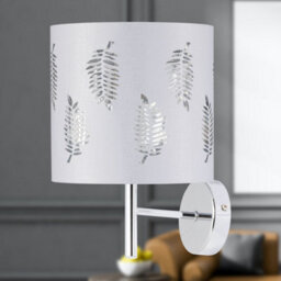 First Choice Lighting Set Of 2 Brea - Chrome Wall Lights With White Fern Shades - thumbnail 5