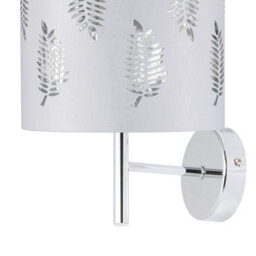 First Choice Lighting Set Of 2 Brea - Chrome Wall Lights With White Fern Shades - thumbnail 3