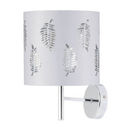 First Choice Lighting Set Of 2 Brea - Chrome Wall Lights With White Fern Shades - thumbnail 2