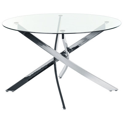Beliani Dining Table Maramo Silver 120 Cm 120 Cm Tempered Glass - image 1