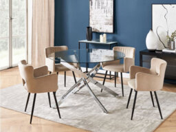 Beliani Dining Table Maramo Silver 120 Cm 120 Cm Tempered Glass - thumbnail 2
