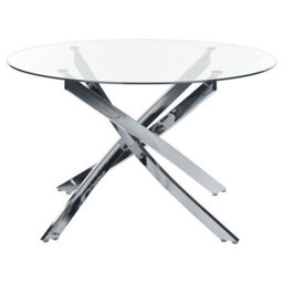 Beliani Dining Table Maramo Silver 120 Cm 120 Cm Tempered Glass - thumbnail 4