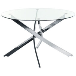 Beliani Dining Table Maramo Silver 120 Cm 120 Cm Tempered Glass - thumbnail 1
