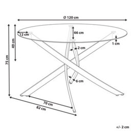 Beliani Dining Table Maramo Silver 120 Cm 120 Cm Tempered Glass - thumbnail 3