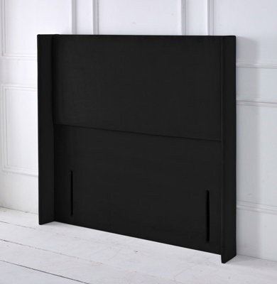 "Adore Designs Victoria Winged Plush Velvet 4Ft6 Double 50"" Floor Standing Headboard - Black"