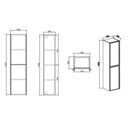 Plum&clay Jenner White Wall Mounted Bathroom Tall Storage Cabinet (H)1500mm (W)400mm - thumbnail 2
