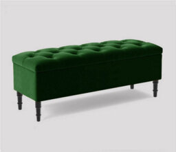 150Cm Swiss Chesterfield Ottoman Storage Bench- Plush Velvet Shoe Bench - Forest Green Upholstery Footstool With Storage - thumbnail 3