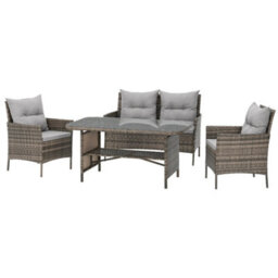 Evre Brown Florence Garden Rattan Furniture Dining Set 4 Piece Seat Sofa Chair Outdoor Wicker With Cover - thumbnail 3