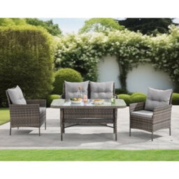Evre Brown Florence Garden Rattan Furniture Dining Set 4 Piece Seat Sofa Chair Outdoor Wicker With Cover - thumbnail 2