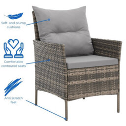 Evre Brown Florence Garden Rattan Furniture Dining Set 4 Piece Seat Sofa Chair Outdoor Wicker With Cover - thumbnail 5