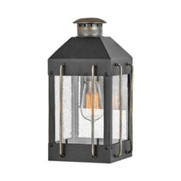 Luminosa Lighting Elstead Hinkley Fitzgerald Outdoor Wall Lantern Textured Black With Burnished Bronze, Ip44