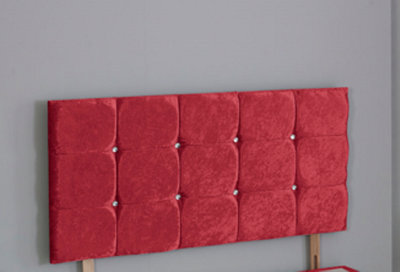 Comfy Deluxe 6Ft Superking 20Inch Red Crush Velvet  Cube Headboard