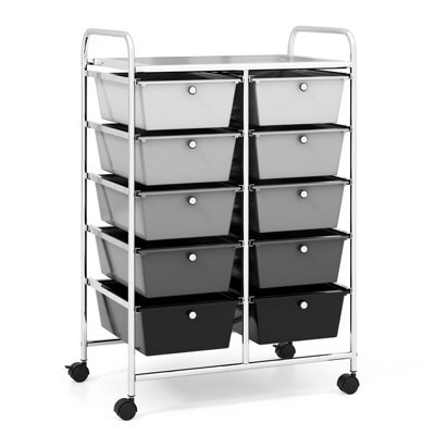 Costway 10 Drawers Storage Trolley Mobile Rolling Utility Cart Home Office Organizer - image 1
