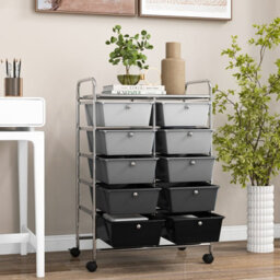 Costway 10 Drawers Storage Trolley Mobile Rolling Utility Cart Home Office Organizer - thumbnail 9