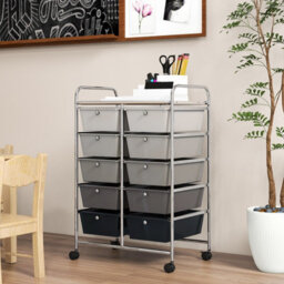 Costway 10 Drawers Storage Trolley Mobile Rolling Utility Cart Home Office Organizer - thumbnail 6